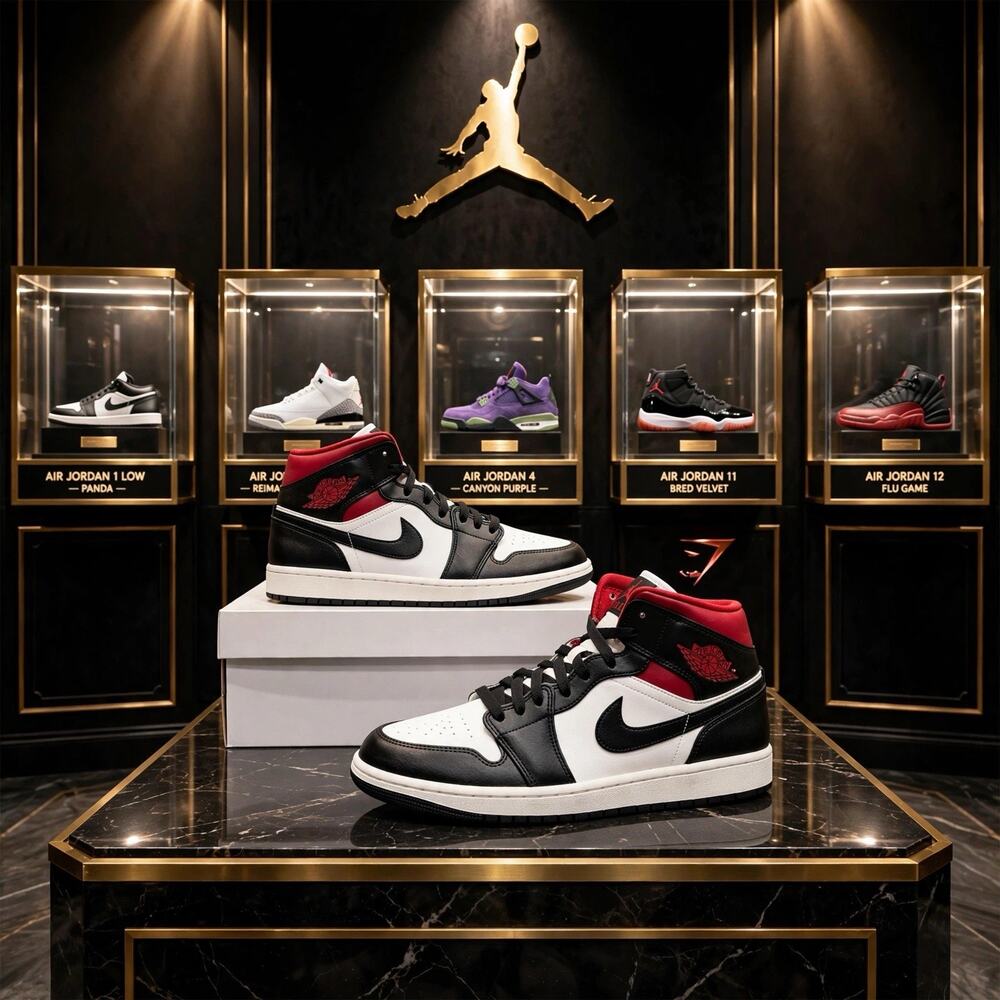 Womens 11.5 Air Jordan 1 Mid BQ6472-061 Black White Gym Red Size 11.5W Mens 10